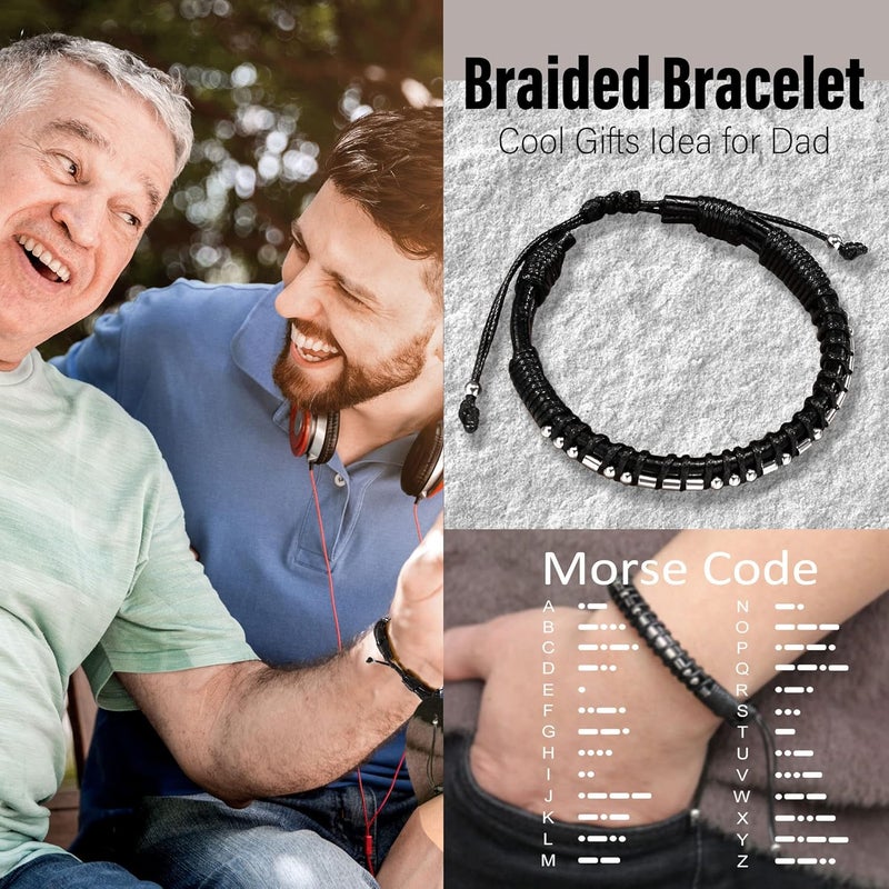 Btysun Valentines Day Gifts for Him Boyfriend Morse Code Bracelets for Men Husband Mens Bracelets Graduation Gifts for Him Fathers Day Adjustable Leather Bracelet Motivational Birthday Annivesary Jewelry Stocking Stuffers - Image 2
